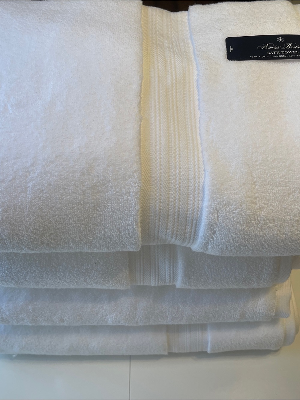 New Brooks Brothers 4 PC White Premium Bath Towels 550, 700, 800 GSM 100% Cotton - Picture 15 of 16